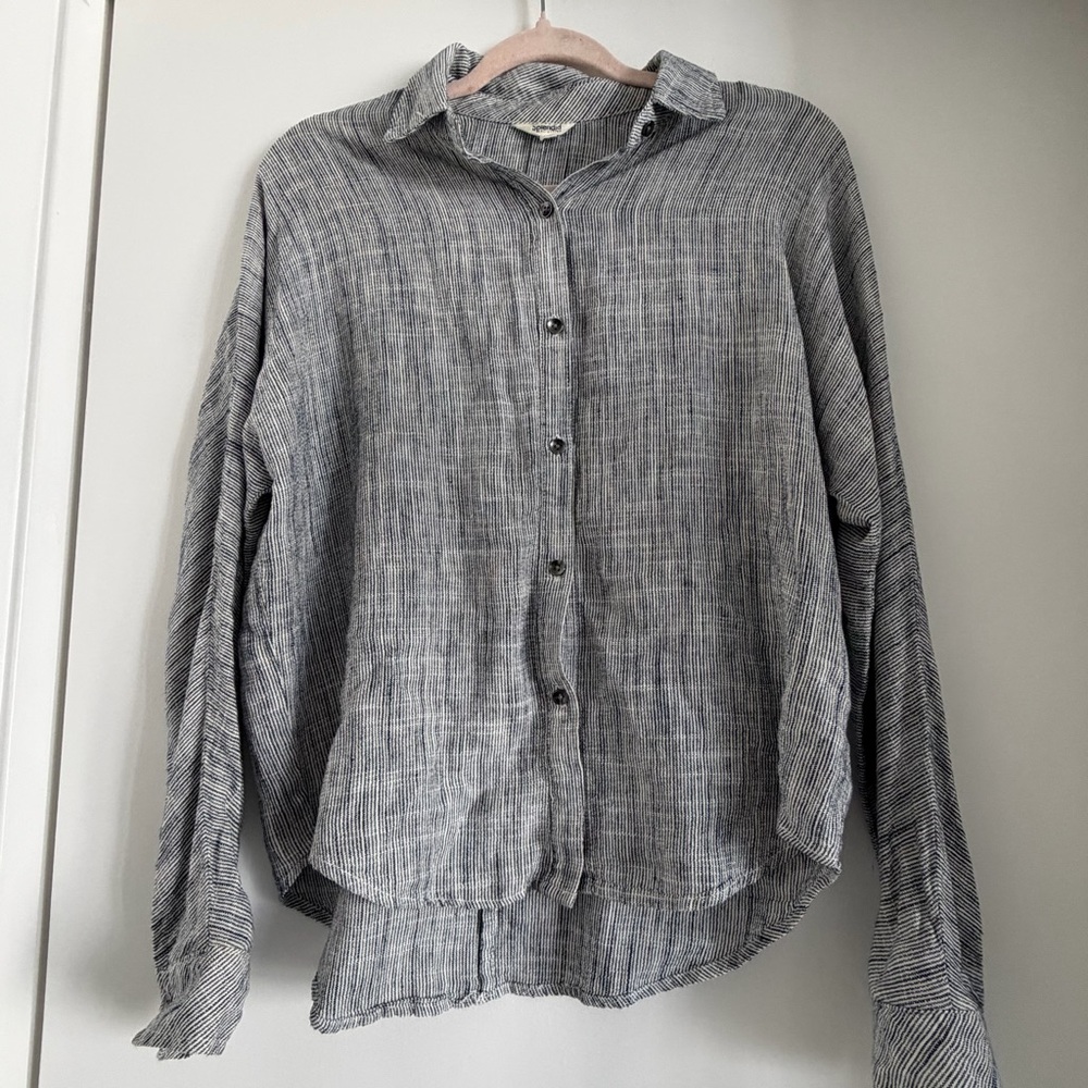 Splendid Black and White Striped Casual Shirt